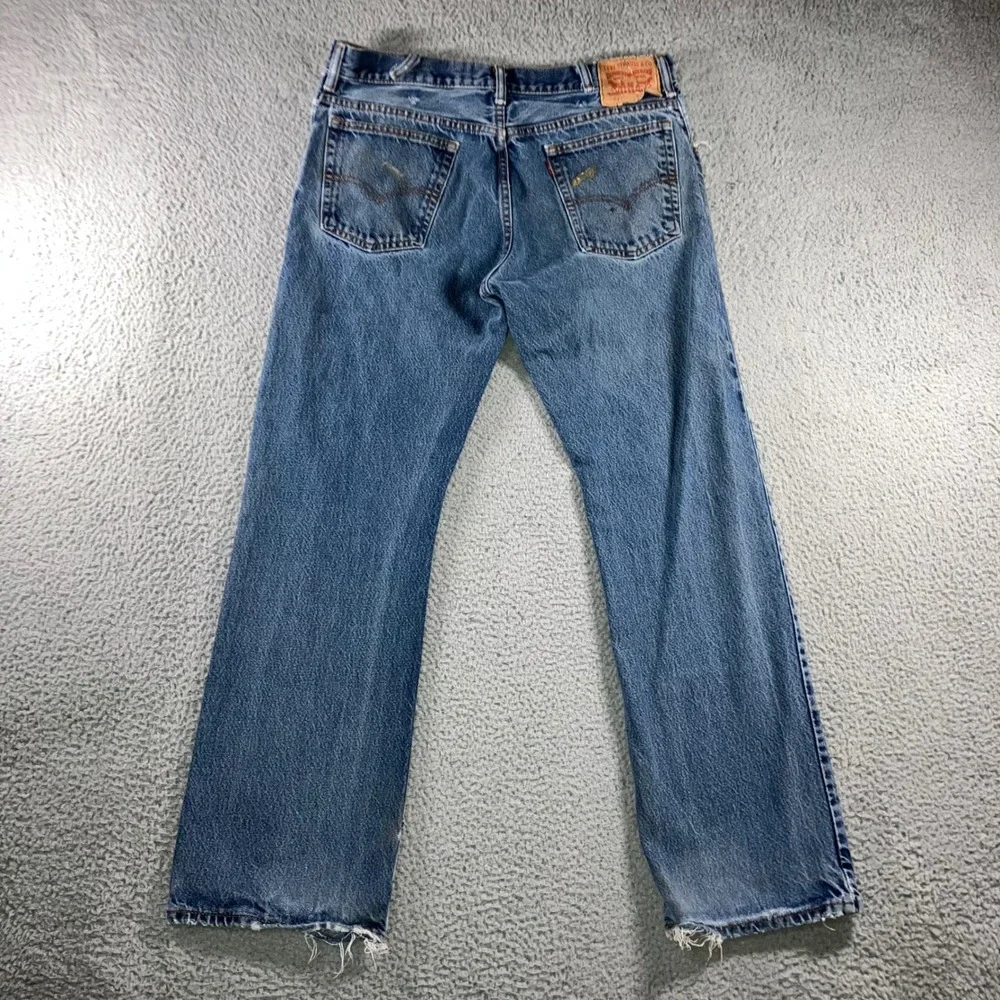Vtg Levi's 517 Bootcut Jeans Mens 36x32 Blue Distressed Thrashed Punk Grunge Y2K